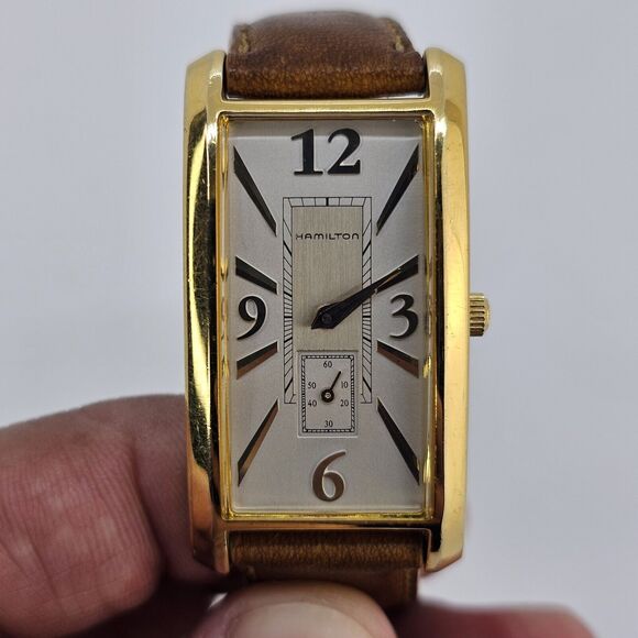 VTG Hamilton Women's Watch 22MM Gray Dial Brown Leather Bands New Battery - Picture 4 of 16